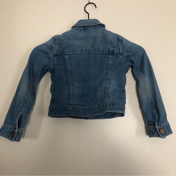 ❤️5/$25 SALE Gap Kids Crop Long Sleeve Blue Denim Button Snap Pocket Jean Jacket - Picture 8 of 8